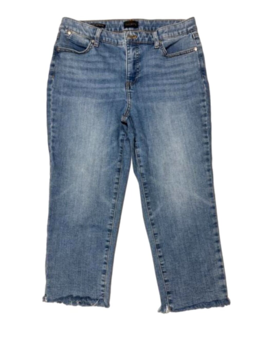 Talbots Cropped Straight-Leg Light Wash Raw Hem Jeans Size 10P #2644
